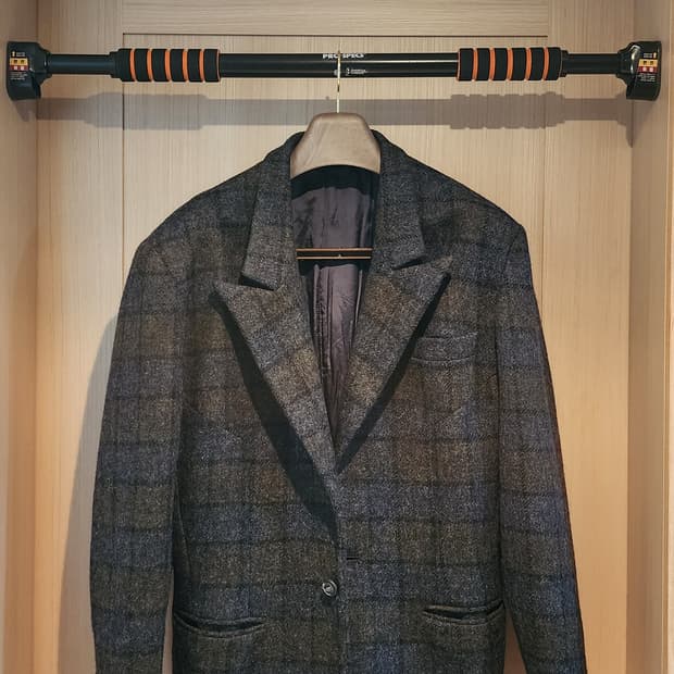 그린/그레이 체크 모직자켓 XL