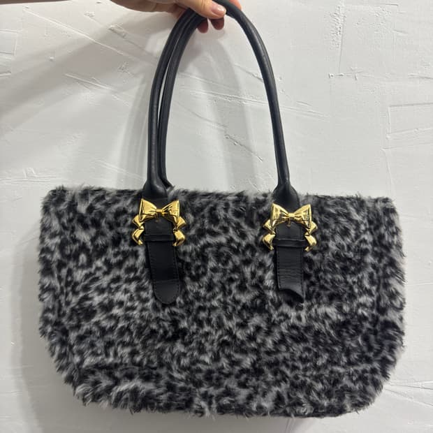 samantha vega leopard tote fur shoulderb