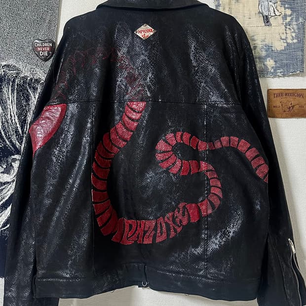 (MPH) crimson python patchwork jacket
