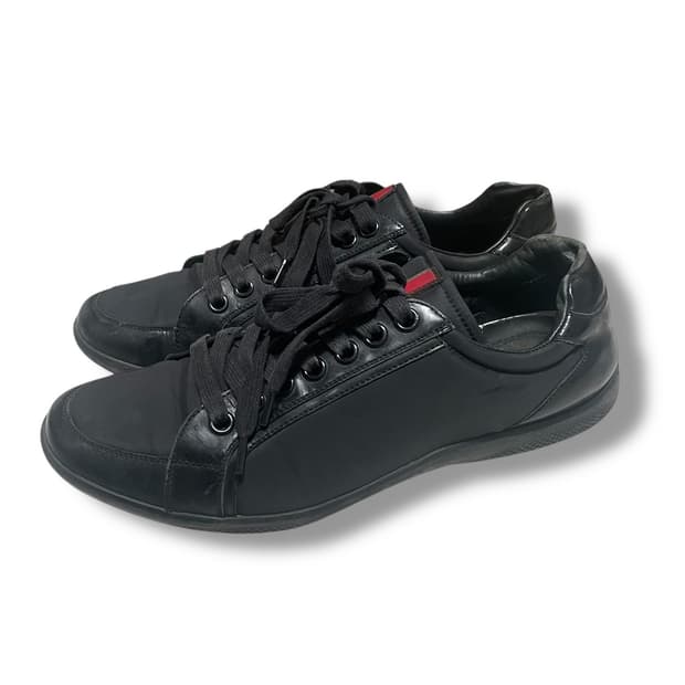 270~275) 프라다 스포츠 레더 나일론 스니커즈 블랙