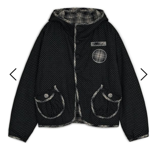 허그유어스킨 체크 리버시블 후드 자켓 블랙