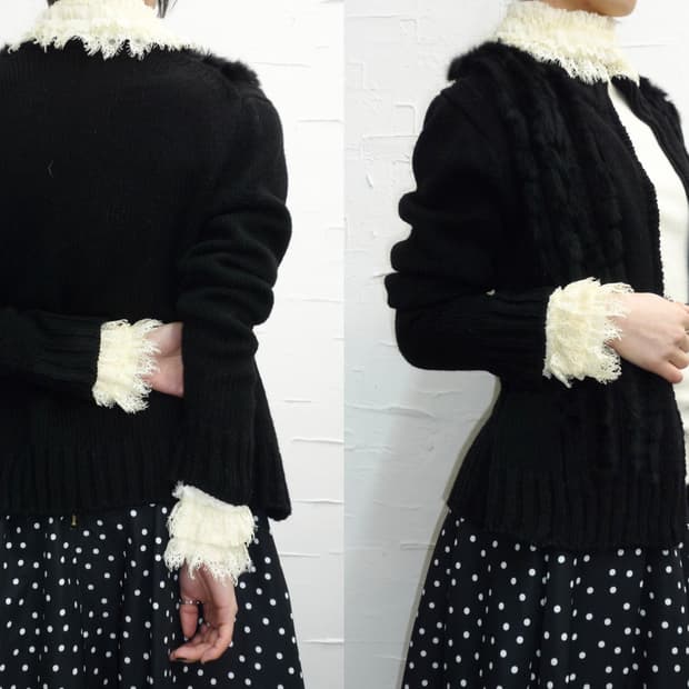 black chic fur cardigan