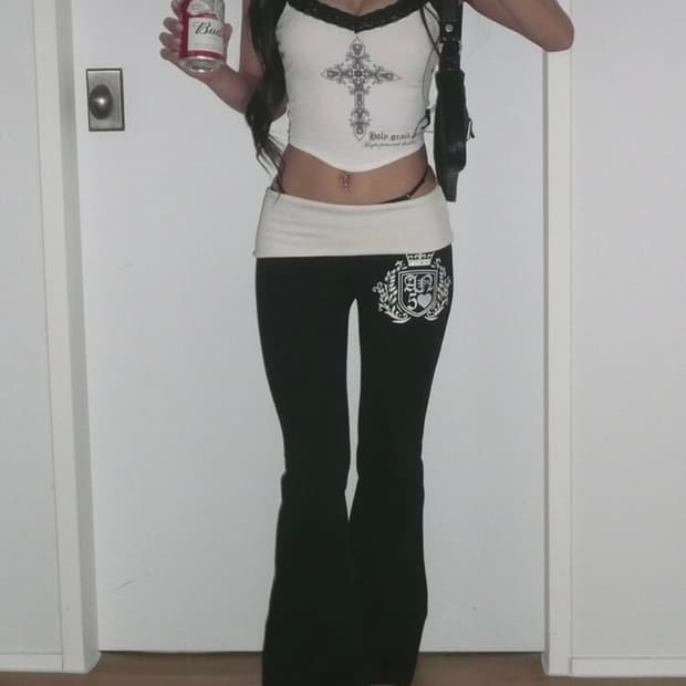 엔젤넘버555 부츠컷 폴디드 팬츠 블랙