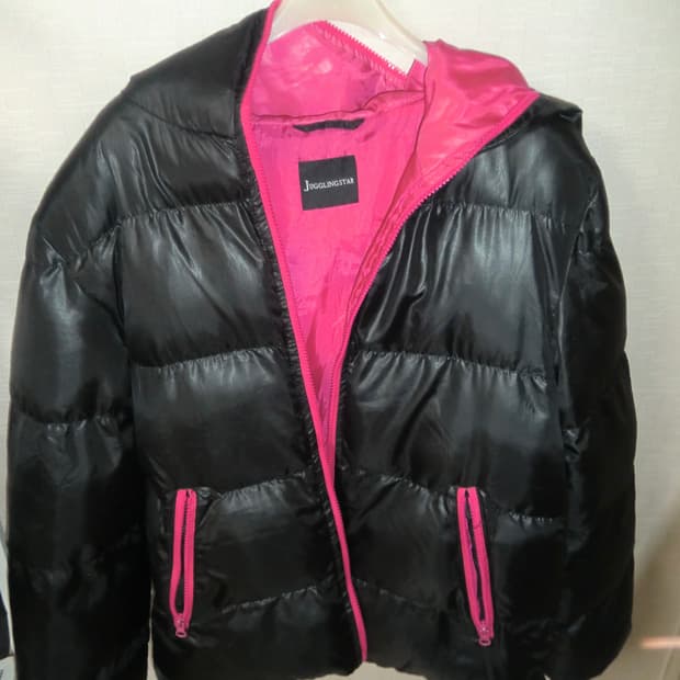 핑크블랙 숏패딩 빈티지 니혼진 펑크 러블리