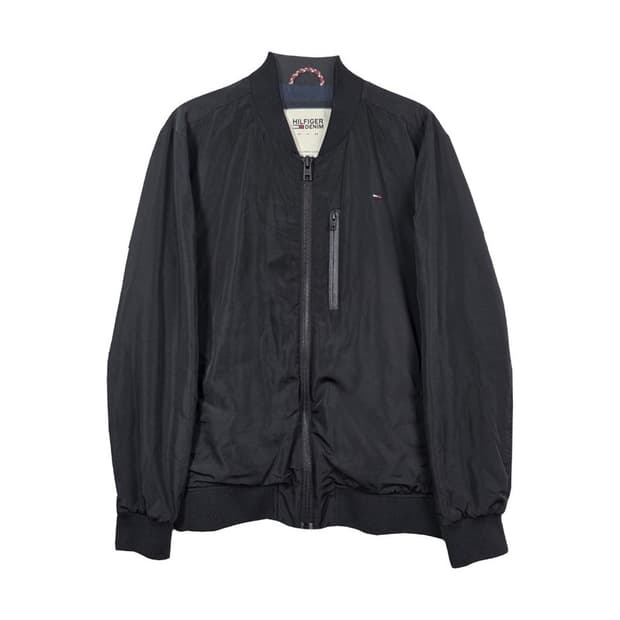 타미힐피거 데님 블랙 집업 블루종 자켓 L