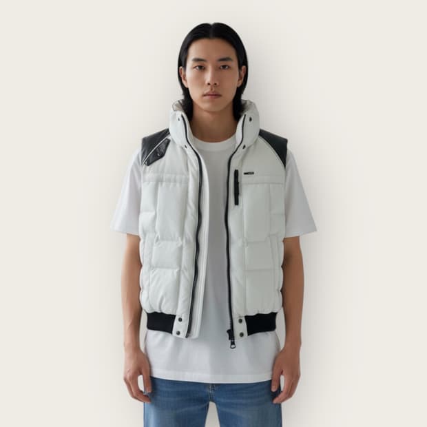 S/ 노비스 백패치 레더트리밍 조끼패딩