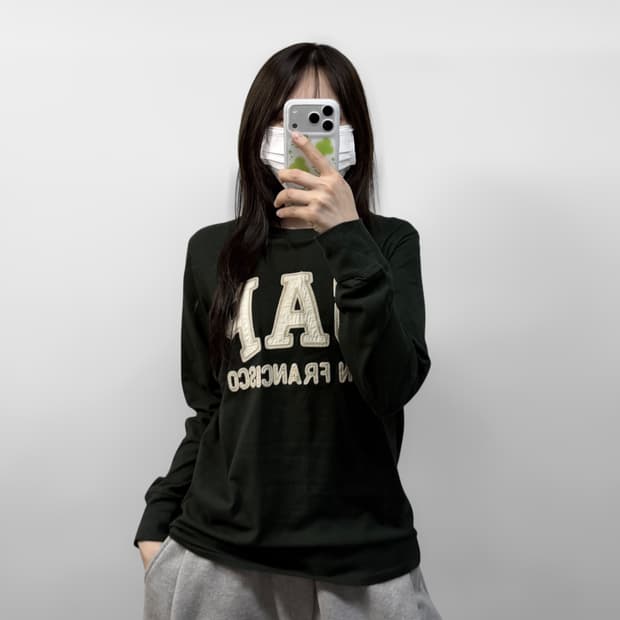 갭 Gap 스펠 로고 롱슬리브 딥그린