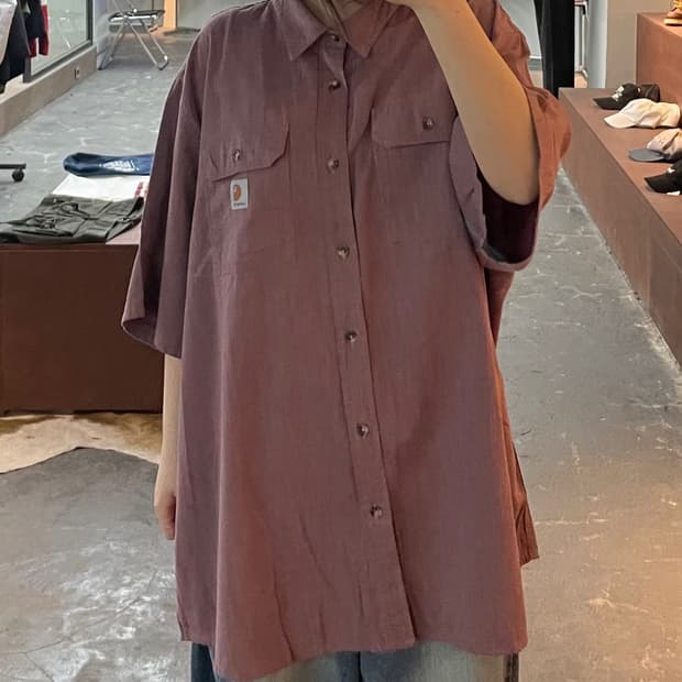 칼하트 핑크 반팔 셔츠 H2449