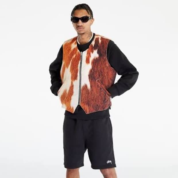 스투시 리버시블 퀼티드 카우하이드 패디드 베스트 M