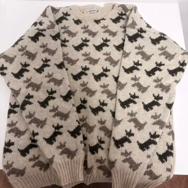 빈티지 강아지 패턴 브라운 니트