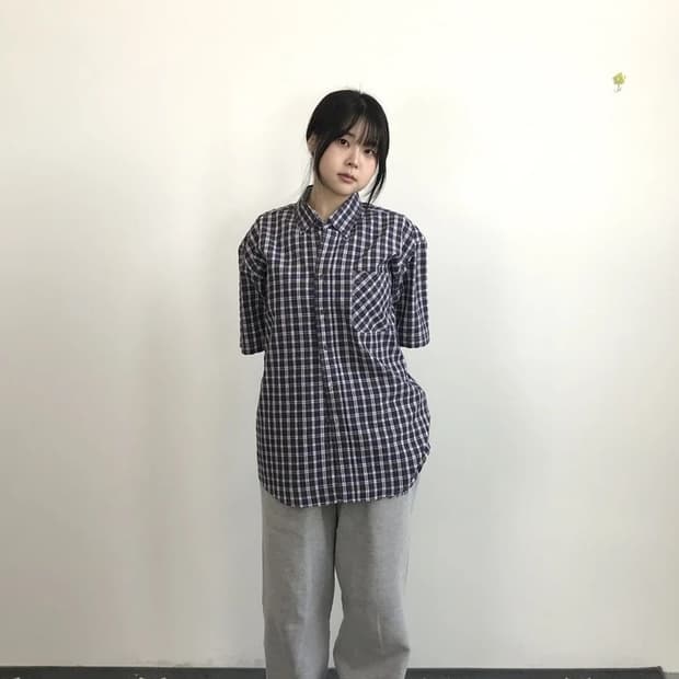 Rarity Check Short Sleeve Shirt Purple