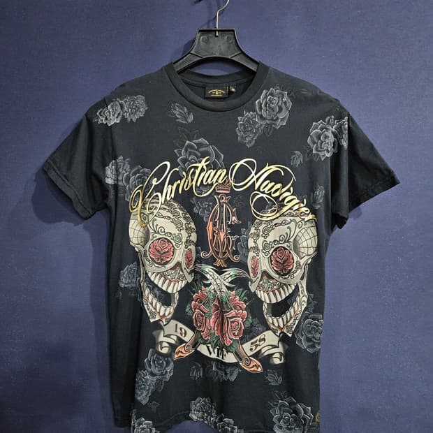 크리스찬 오디저 타투 프린팅 블랙 남성 95 반팔티 