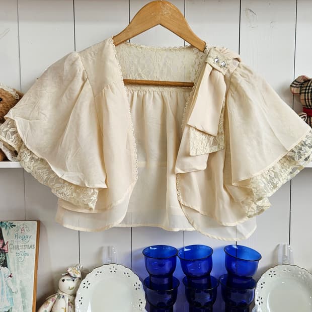 엑시즈팜(Axes Femme) 레이스 쉬폰 리본 볼레로