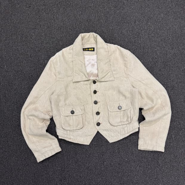 OS)LB-03 빈티지 여성 베이지 스웨이드 크롭 자켓