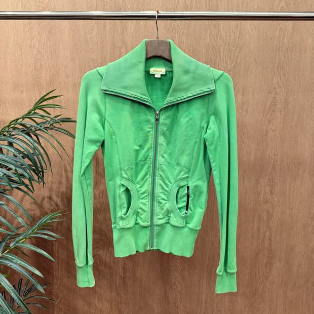 디젤 집업 자켓 와이드 립 카라 뱍 로도 프린팅 디테일 슬림핏 그린