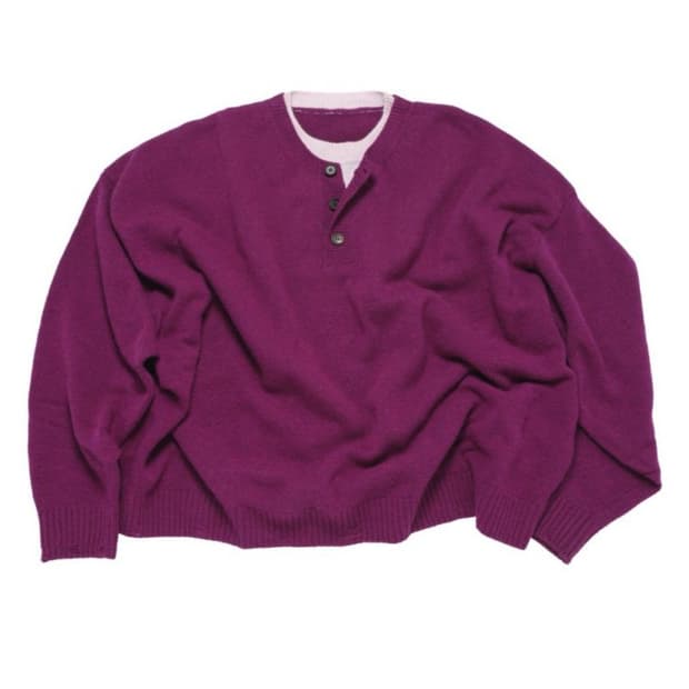 콘트라스트 울 크롭 니트 마젠타