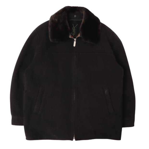 입생로랑 시어링 울 ysl로고 하프 코트