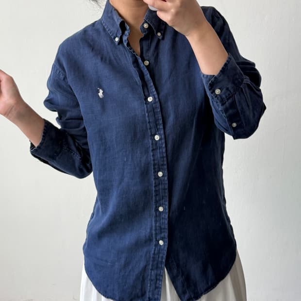 [M] 폴로 클래식핏 네이비 린넨 셔츠