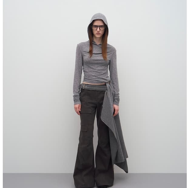 엘씨디씨 티엠 unbalanced frill hoodie 그레이