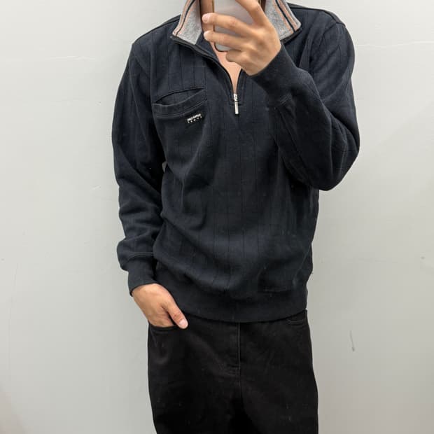 ALPHA CUBIC 카라 반집업 긴팔티셔츠