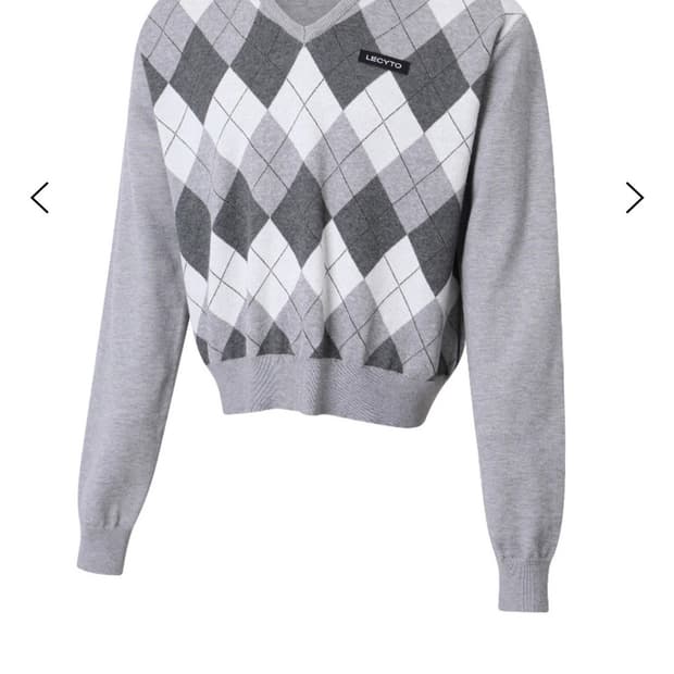 레씨토 Argyle V-Neck Knit_[Gray]