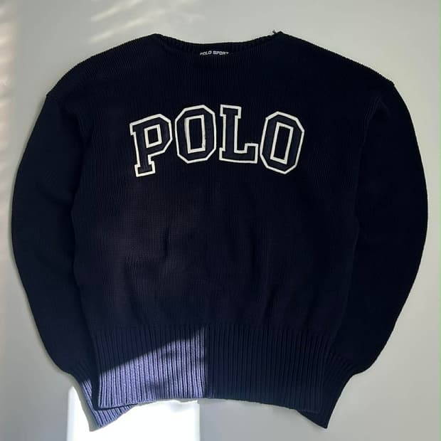 [L] 폴로 스포츠 랄프로렌 90s 아플리케 코튼 헤비 니트 스웨터