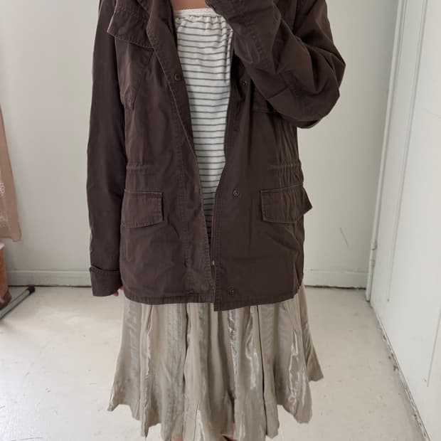 일본빈티지 브라운 코튼 야상자켓