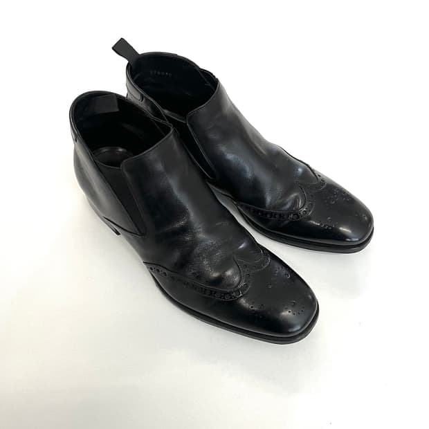 프라다 레더 윙팁 드레스 부츠