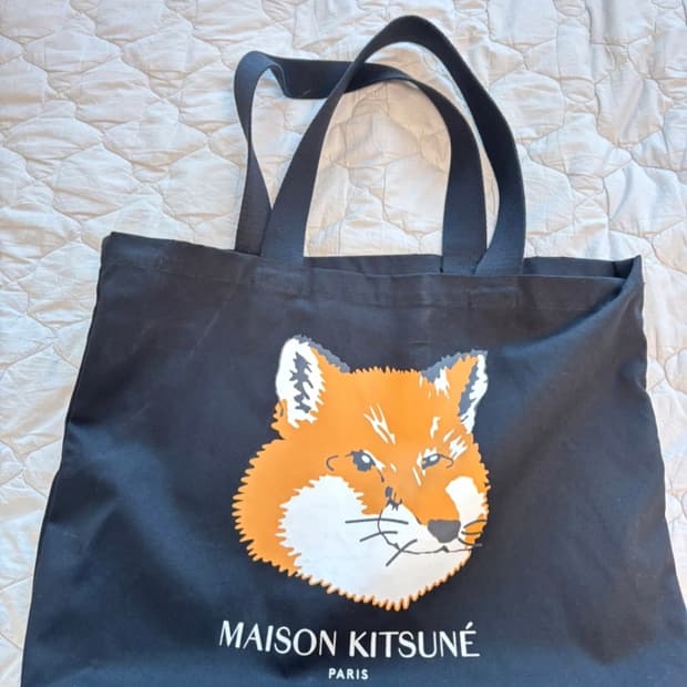 메종키츠네 폭스 헤드 토트백 블랙