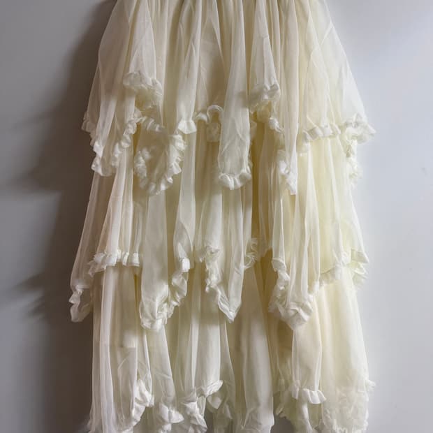 새상품 여자 언발 캉캉 롱스커트 (아이보리)