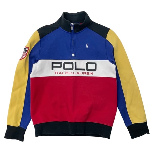 [중고] 폴로 랄프로렌 키즈 컬러블록 하프집업 맨투맨