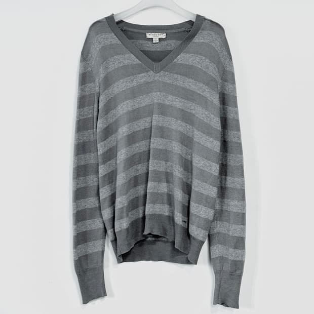 버버리 실크 캐시미어 브이넥 니트