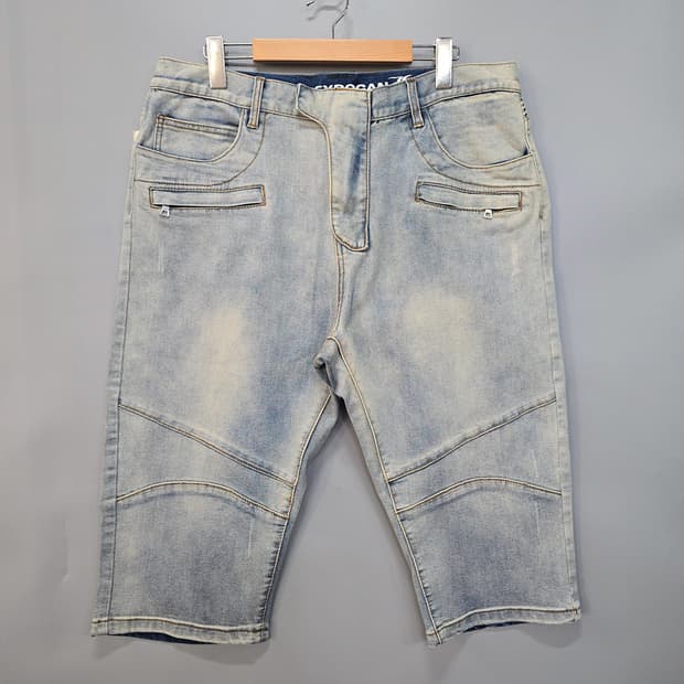 새제품)알렉스로간(ALEX ROGAN) 워싱 데님 하프팬츠 38