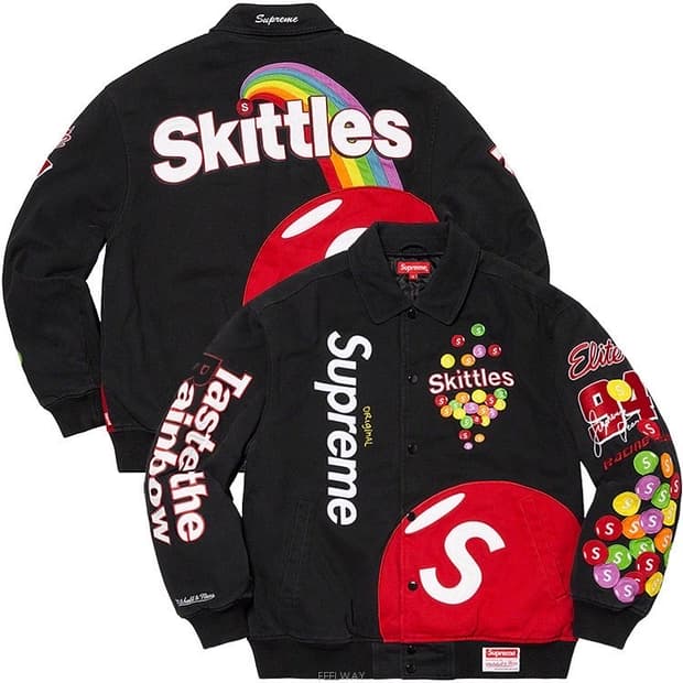정품/21FW 슈프림 x 스키틀즈 미첼 네스 바시티 
