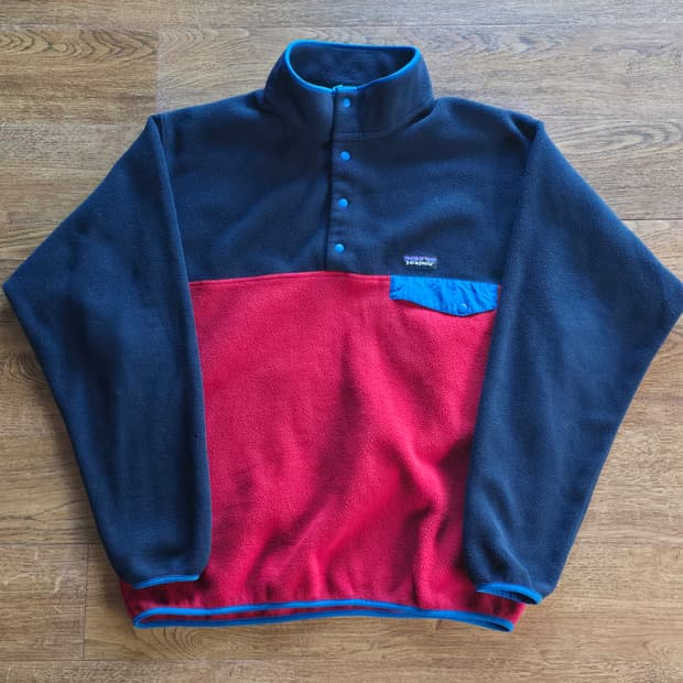 빈티지 파타고니아 신칠라 스냅티 투톤 레드 네이비 L