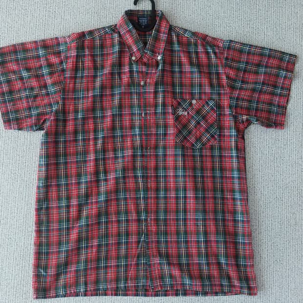 스투시 반팔 체크셔츠