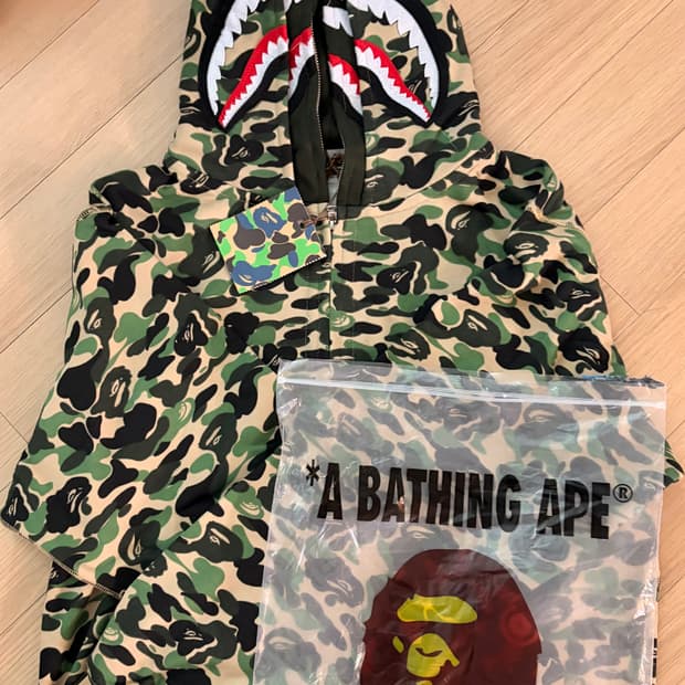 베이프 카모 샤크 후드집업 L (새상품) 