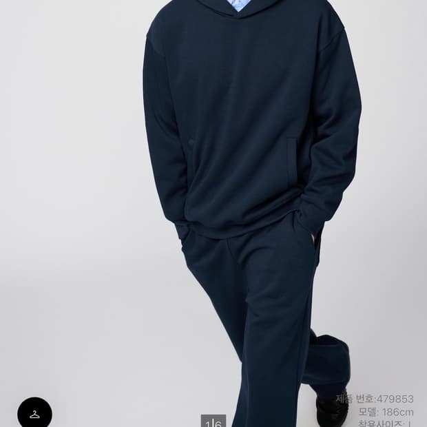 유니클로 C 스웨트오버사이즈풀파카 후드티 네이비(m)