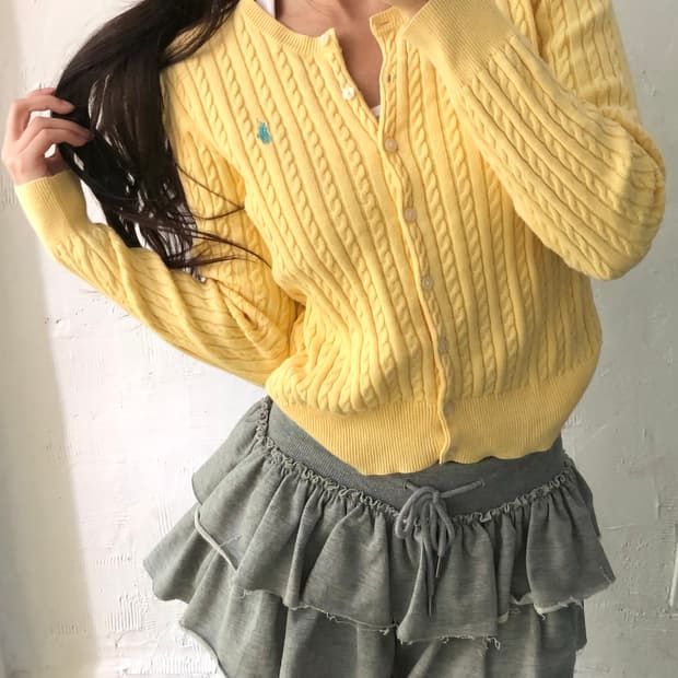 Polo 폴로 랄프로렌 신형 옐로우컬러 걸즈 케이블 가디건