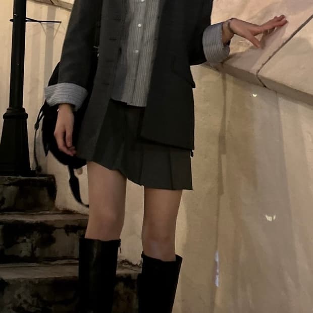 (당일발송)그레이 플리츠 스커트