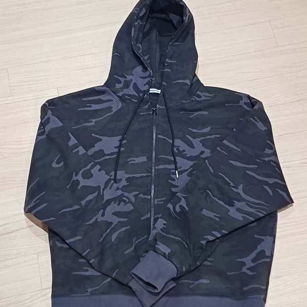 빈티지 오버핏 카모 후드집업