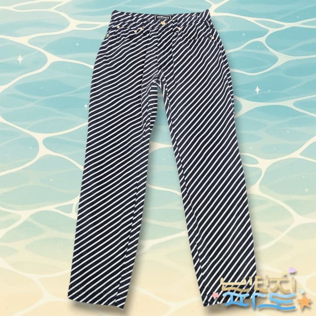 28 90s VERSACE 베르사체 블랙 스트라이프 팬츠