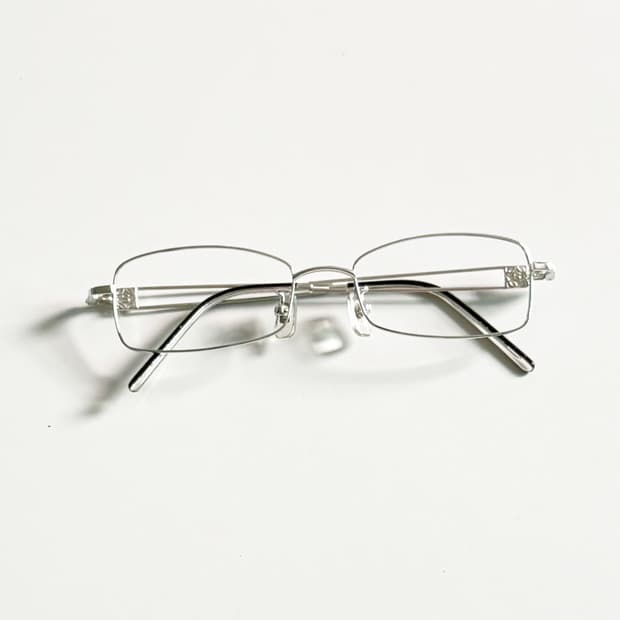 R&B EYEWEAR 실버 슬림 스퀘어 메탈 빈티지 안경