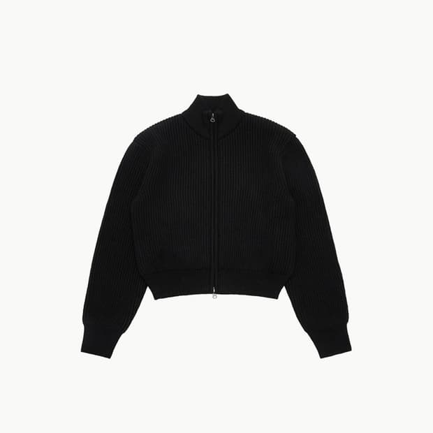 아모멘토 풀 니들 크롭 블루종 블랙