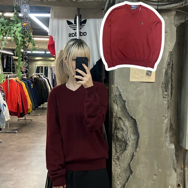 폴로 랄프로렌 니트 와인 L  #csz1890