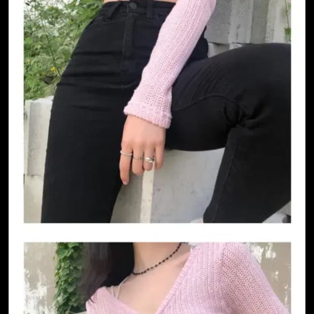 애즈온 as'on 베이비핑크 니트가디건 쓰리타임즈포어링갸루베이비메탈클럽