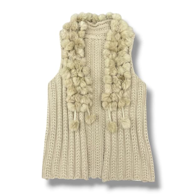 JPN 레빗퍼 폼폼 니트 베스트 조끼