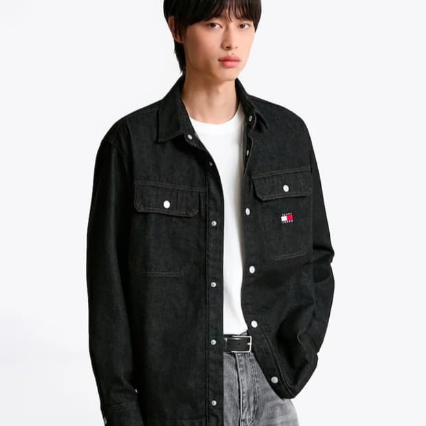 [새상품] 타미진스 흑청 블랙 데님 셔켓 자켓