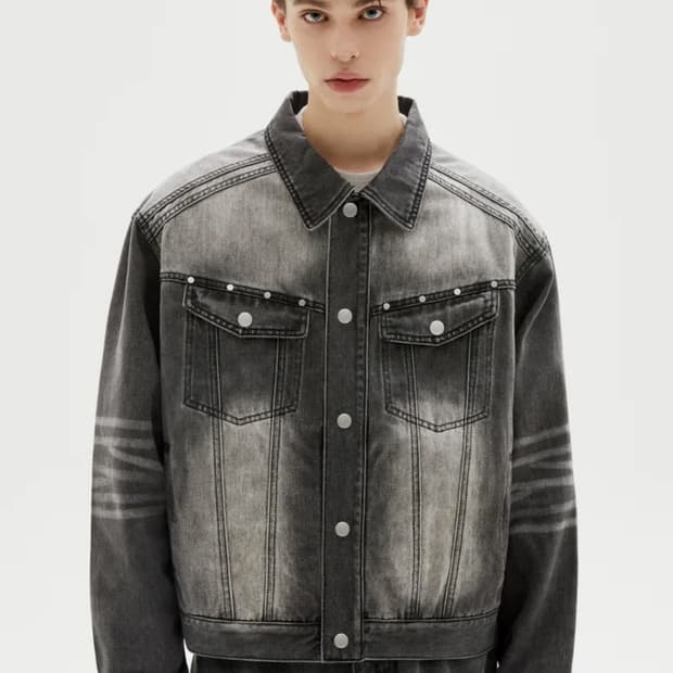 트릴리온 웨스턴 워싱 리벳 데님 자켓