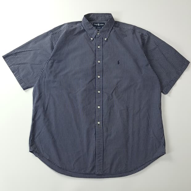 CK888 XL 폴로 90s 네이비 마이크로윈도우페인 반팔 셔츠 남방